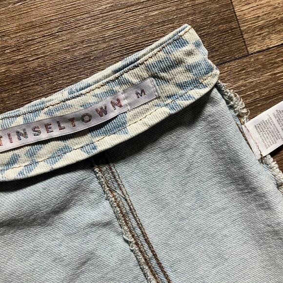 Tinsletown Fitted Mini Skirt Raw Hem (M) Junior Blue Graphics - Picture 10 of 13